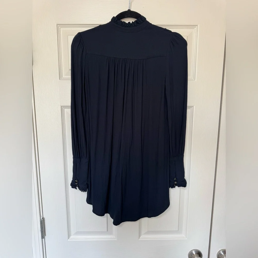 Free People tunic dress button up button down mini dress ruffle